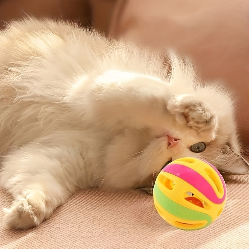 Set van 5 kattenspeeltjes – belballen & geluidmakende eiballen