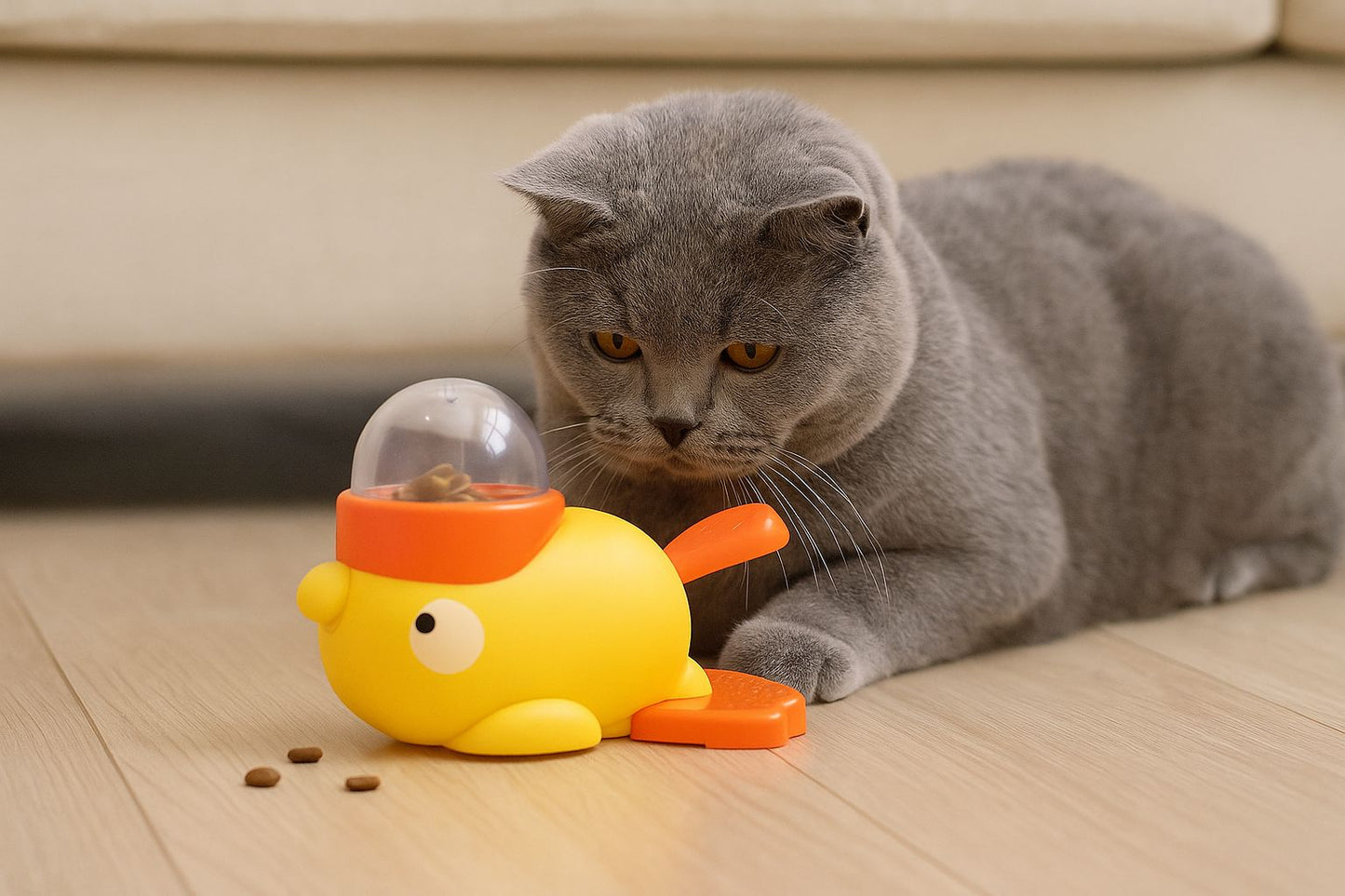 Interactief snackspeeltje voor katten – eendvormige slowfeeder