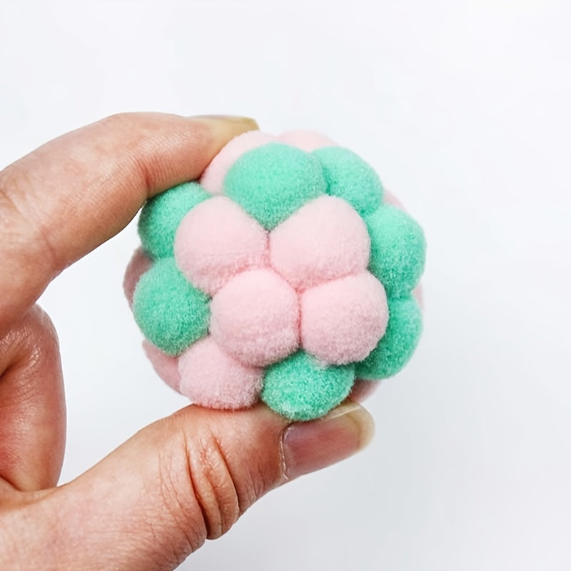 6-delige set regenboog pluche kattenspeelballen – met ingebouwde bel voor kauwen en spelen