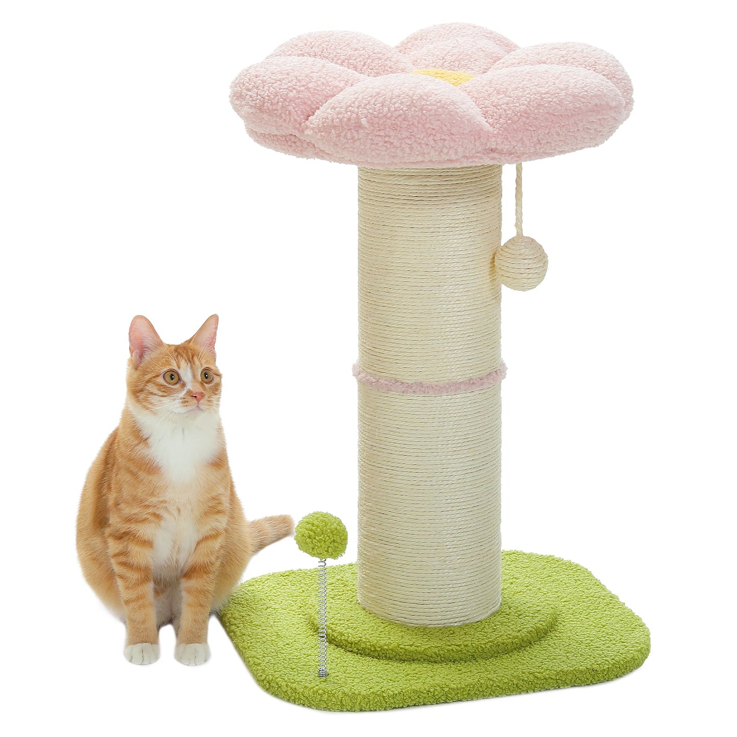 Bloemen Krabpaal met Verwijderbaar Kattenbed & Speelballen