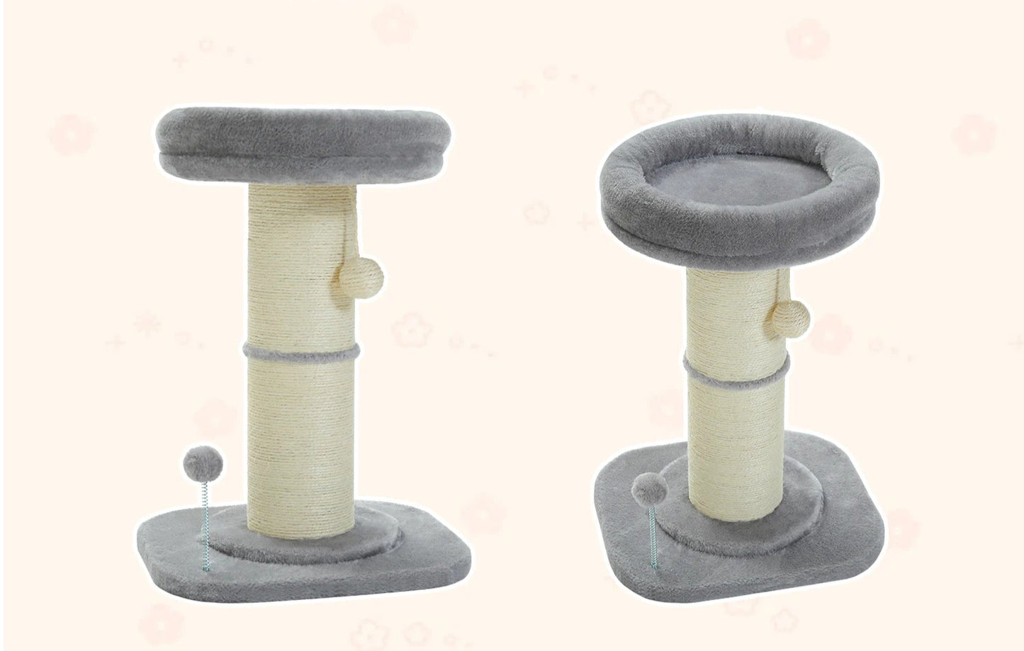 Bloemen Krabpaal met Verwijderbaar Kattenbed & Speelballen